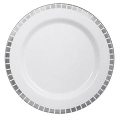 10.25 In. White/Silver Slit Design Plates | 10 Count