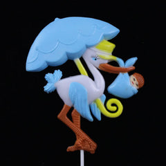 Large Baby Boy Stork Floral Pick