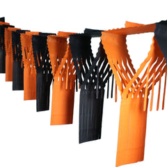 Black & Orange Drop Fringe Garland 20in. x 12'