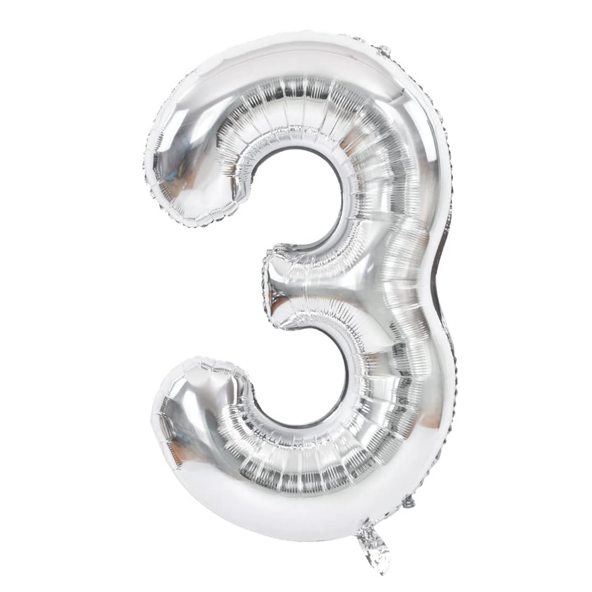 34" Number 3 Silver Mylar Balloon